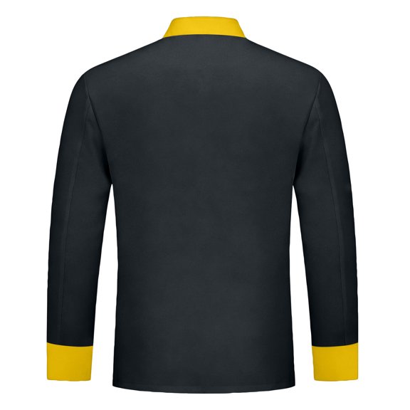 Domuza Unisex Chef Jacket Long Sleeve Classic Kitchen Restaurant Hotel Works Uniform Waterproof Solid Lightweight Breathable Tops Yellow M