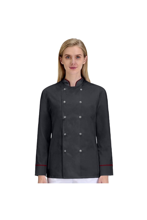 Unisex Chef Shirts Classic Long Sleeve Cleaning Restaurant Lab Works Outfit Waterproof Solid Breathable Lightweight Tops Gray 2XL