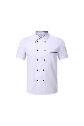 Unisex Chef Uniforms Food Service Short Sleeve Chef Coat Breathable Classic Button Up Chefs Jackets Kitchen Work Work Wear Clothes White M