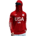thumbnail image 1 of Domuza Upf 50+ Fishing Shirts for Men American Flag Pattern Long Sleeve Sun Protection Hoodie Summer Outdoor Running Hiking Rash Guard Tops Red S, 1 of 4