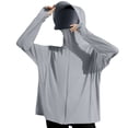 thumbnail image 1 of Domuza Upf 50+ Sun Hoodie Shirts Women with Brim and Mask Long Sleeve Solid T Shirts Summer Fashion Uv Protection Ice Silk Sunscreen Blouses Gray One Size, 1 of 3