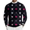 thumbnail image 1 of Domuza Valentines Sweater for Men Cute Hearts Round Neck Long Sleeve Sweater Spring Fall Loose Fit Casual Ribbed Knit Pullover Vermilion XL, 1 of 6