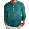 thumbnail image 1 of Domuza Waffle Henley Shirts for Men Long Sleeve Casual Stylish Button Up T-Shirt Fall Lightweight Relaxed Fit Raglan Tie Dye Blouse Turquoise 3XL, 1 of 4