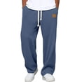 thumbnail image 1 of Domuza Waffle Sweatpants for Men, Baggy Casual Home Pants Drawstring Waist, Jogging Running Workout Pants with Pockets, 1 of 7