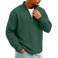 thumbnail image 1 of Domuza Waffle Sweatshirt for Men Casual Stand Collar Quarter Zip Up Pullover Spring Fall Loose Fit Stylish Long Sleeve Ribbed Sweatshirts Army Green M, 1 of 4