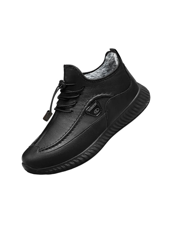 Winter Snow Boots for Men Fleece Lined Insulated Cold Weather Outdoor Hiking Shoes, Comfortable Slip, Outdoor wear and Work Attire Black 7 (EU-39)