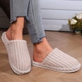 thumbnail image 1 of Domuza Women Arch Support Slippers – Indoor Plush Winter Autumn Slippers Warm Comfortable Soft Non-Slip Shoes, Corduroy Closed Toe Ladies Slides Outdoor Beige 10.5（EU-44）, 1 of 9