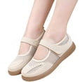 thumbnail image 1 of Domuza Women Breathable Mesh Mary Jane Flats with Adjustable Hook and Loop Strap, Non Slip Soft Sole Comfort Casual Walking Shoes for Daily Commuting Outdoor Walking Beige 8.5（EU-41）, 1 of 4