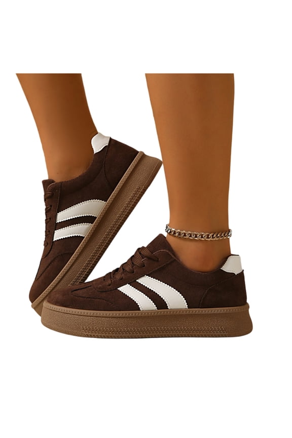Women Classic Retro Gum Sole Fashion Sneakers 2026 summer Casual comfort Tennis Skate Shoe Genuine Leather Walking Footwear Anti Slip Trainers Brown 5.5(EU-36)