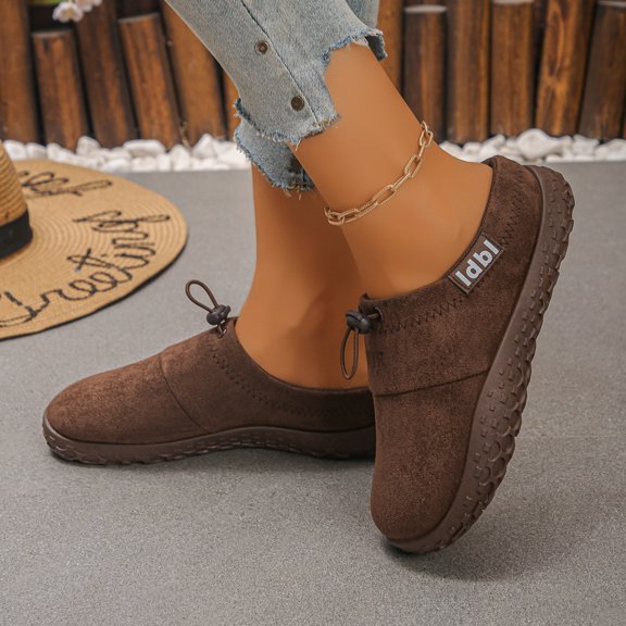 Domuza Women Faux Suede Drawstring Mule Clogs, Non Slip Thick Sole Slip On Casual Backless Shoes Comfortable for Indoor Outdoor Daily Walking Errands Light Brown 5.5(EU-36)
