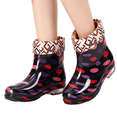thumbnail image 1 of Domuza Women Floral Printed Fleece Lined Short Ankle Rain Boots, Waterproof Non Slip Rubber Sole Warm Lined Rain Shoes for Outdoor Gardening Walking Rainy Days Multicolor 7（EU-38）, 1 of 3