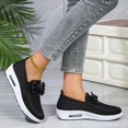 thumbnail image 1 of Domuza Women Knit Slip On Wedge Sneakers with Bow, Breathable Air Cushion Platform Shoes, Lightweight Comfortable Casual Walking Footwear Black 7.5（EU-39）, 1 of 6