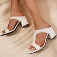 thumbnail image 1 of Domuza Women Leather Heeled Sandals Platform T-Strap Sandal Solid Color Open Toe Shinny Summer Comfortable Fashion Non Slip Breathable Walking Outdoor Casual Shoes White 7.5（EU-39）, 1 of 6