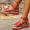 thumbnail image 1 of Domuza Women Orthopedic Wedge Platform Sandals, Adjustable Strap Non Slip Breathable Thick Sole Summer Casual Shoes Red 8.5（EU-41）, 1 of 6