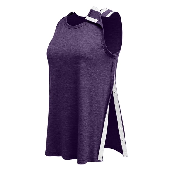 Domuza Women Post Shoulder Surgery Shirts After Rotator Cuff Post Shoulder Surgery Sleeveless Tops Tear Away Chemo T Shirts Outfits Dark Purple M