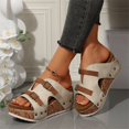 thumbnail image 1 of Domuza Women Wedge Sandals 2026 Cork Footbed Sandals Open Toe Buckle Band Platform Wedges Casual Comfortable Summer Dressy Shoes White 8.5（EU-41）, 1 of 4