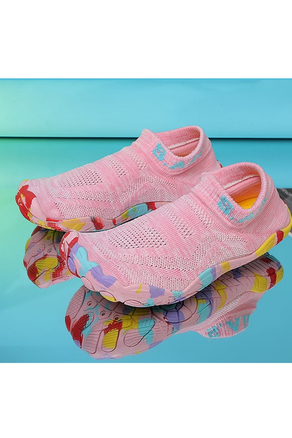 Women’s Barefoot Water Shoes, Breathable Knit Quick-Dry Swim Shoes with Colorful Non-Slip Sole for Beach, Pool, and Water Sports Pink 10(EU-43)
