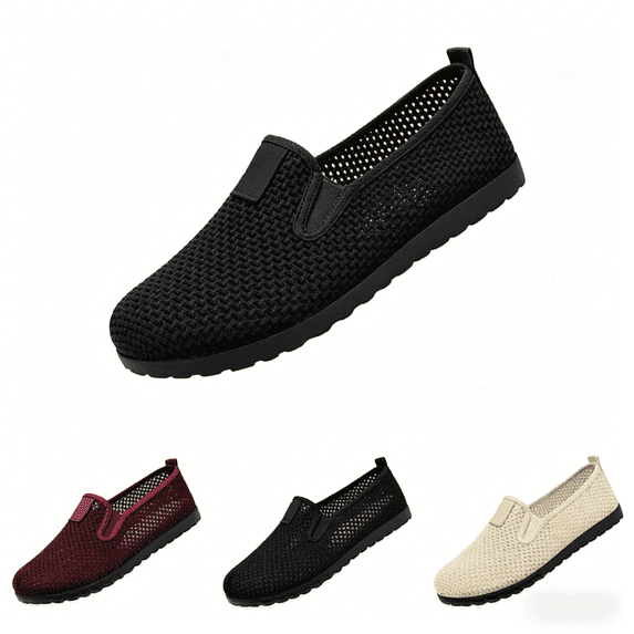 Domuza Women's Breathable Mesh Slip-On Walking Shoes, Lightweight Non-Slip Soft Sole Comfort Sneakers, Casual Footwear for Daily Walking, Indoor & Outdoor Activities Black 8(EU-40)