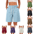 thumbnail image 1 of Domuza Women's Cargo Shorts Casual High Waisted Bermuda Shorts Summer Trendy Outdoor Hiking Elastic Waist Outfits with Pockets Light Blue L, 1 of 8
