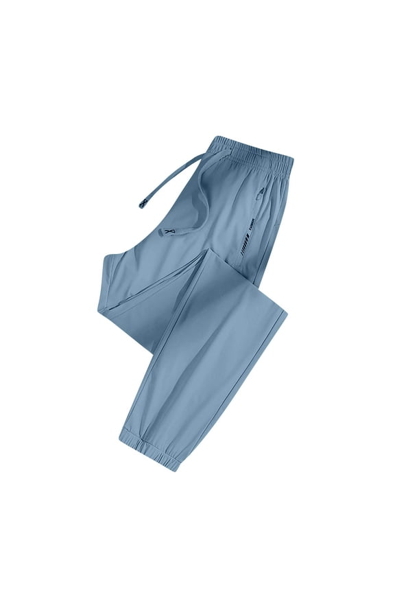 Women’s Casual Ice Silk Trousers, Ultra Stretch Waistband and Breathable for Mature Figures Blue XL