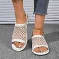 thumbnail image 1 of Domuza Women’s Comfortable Mesh Open Toe Sandals, Adjustable Buckle Ankle Strap Flat Shoes with Soft Insole for Summer and Outdoor Use White 10（EU-43）, 1 of 9