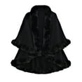 thumbnail image 1 of Domuza Women’s Faux Fur Trim Cardigan Cloak Shawl Wraps Winter Poncho Oversized Cape Black, 1 of 2