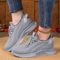 thumbnail image 1 of Domuza Women's Fleece Lined Knit Running Sneakers Lace Up Breathable Mesh Lightweight Non Slip Warm Winter Casual Walking Footwear Gray 10（EU-43）, 1 of 6