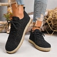 thumbnail image 1 of Domuza Women's Floral Lace Mesh Espadrille Sneakers Lace Up Breathable Jute Wrapped Non Slip Summer Casual Walking Footwear Black 10（EU-43）, 1 of 6