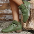 thumbnail image 1 of Domuza Women's Knee High Side Zipper Boots, Faux Leather Round Toe Block Heel Tall Dress Boots, Comfort Non-Slip Fall Winter Booties for Office Daily Commuting Wear Green 8.5（EU-41）, 1 of 4