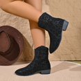 thumbnail image 1 of Domuza Women's Leopard Print Suede Ankle Boots, Low Block Heel Back Zipper Fashion Short Boots Black 7（EU-38）, 1 of 6