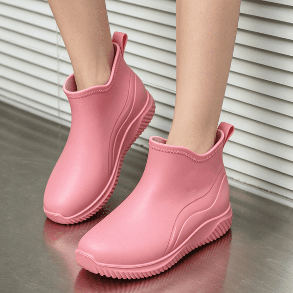 Domuza Women’s Low Ankle Waterproof Rain Boots, Non-Slip Lightweight PVC Ankle Rain Shoes for Outdoor Walking Kitchen Work Gardening 8(EU-40) 40