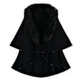 thumbnail image 1 of Domuza Women's Luxury Faux Fur Warm Cape Cloak Coat Fur Wrap Bridal Stoles Wedding Fur Shawl Black, 1 of 2