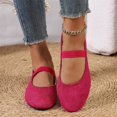 thumbnail image 1 of Domuza Women's Mary Jane Flat Shoes with Elastic Strap, Soft Faux Suede Slip On Casual Walking Flats, Comfortable Low Profile Everyday Footwear for Work Office Daily Wear Hot Pink 9（EU-42）, 1 of 7
