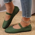 thumbnail image 1 of Domuza Women's Mary Jane Flat Shoes with Elastic Strap, Soft Faux Suede Slip On Casual Walking Flats, Comfortable Low Profile Everyday Footwear for Work Office Daily Wear Green 7（EU-38）, 1 of 7