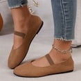 thumbnail image 1 of Domuza Women's Mary Jane Flat Shoes with Elastic Strap, Soft Faux Suede Slip On Casual Walking Flats, Comfortable Low Profile Everyday Footwear for Work Office Daily Wear Brown 9（EU-42）, 1 of 8