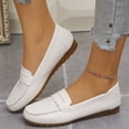 thumbnail image 1 of Domuza Women's Moccasin Loafer – Classic Slip-On with Cushioned Insole, Handstitched Details, and Durable Rubber Outsole for All-Day Comfort White 8.5（EU-41）, 1 of 6