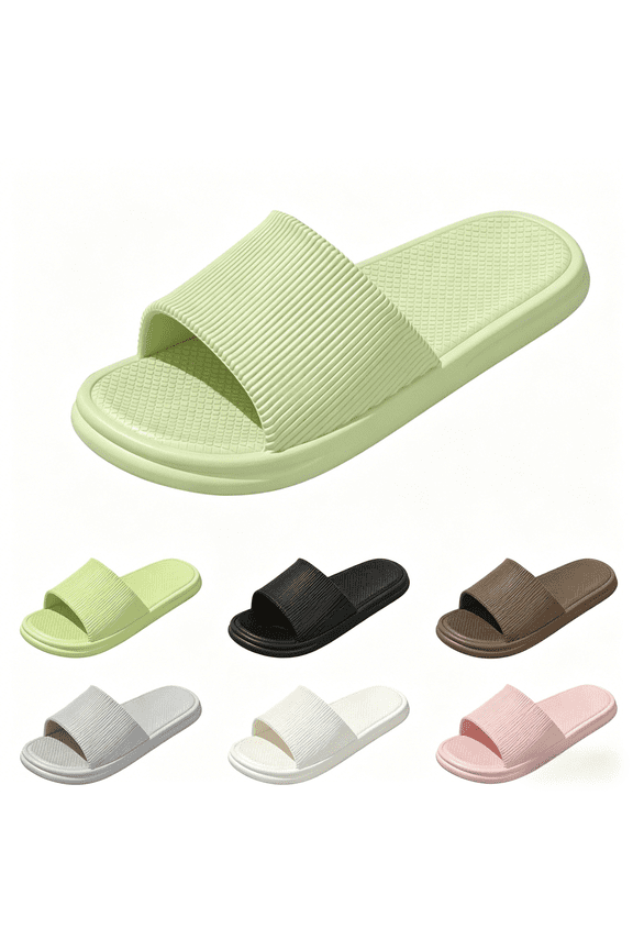 Women's Open Toe Shower Slippers, Non Slip Bathroom Pool Sandals, Indoor Outdoor Casual Slides for Home, Dorm, Gym and Beach Green 7（EU-38）