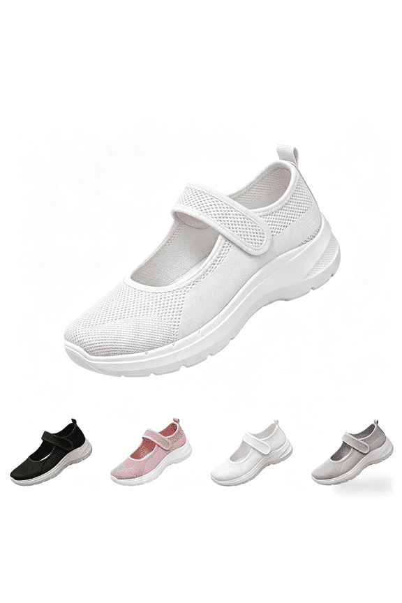 Women's Orthopedic Mary Jane Shoes, Breathable Mesh Non-Slip Sneakers, Comfort Lightweight Casual Nursing Walking Footwear for Daily Wear White 7（EU-38）