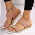 thumbnail image 1 of Domuza Women’s Platform Espadrille Wedge Sandals Comfortable Open Toe Elastic Ankle Strap Slip on Comfy Low Wedge Sandals For Ladies Dressy Summer Shoes Pink 9（EU-42）, 1 of 4