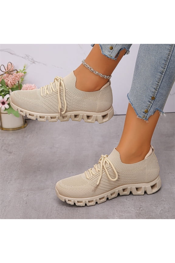 Women's Running Shoes Casual Comfortable Fashion Non Slip Blade Sneakers Work Tennis Walking Sport Athletic Shoes Beige 5.5(EU-36)