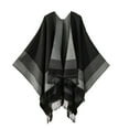 thumbnail image 1 of Domuza Women's Tassel Shawl Wraps Open Front Poncho Cape Fashion Reversible Blanket Scarf Travel Cardigan Sweater Black, 1 of 3