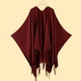 thumbnail image 1 of Domuza Women's Tassel Shawl Wraps Open Front Poncho Cape Fashion Reversible Blanket Scarf Travel Cardigan Sweater Wine, 1 of 4