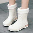 thumbnail image 1 of Domuza Women’s Waterproof Ankle Rain Boots with Warm Fleece Lining, Non-Slip Lightweight PVC Rain Shoes for Outdoor Walking Work 7.5（EU-39） 39, 1 of 4