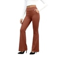 thumbnail image 1 of Domuza Womens Bootcut Wide Leg Yoga Pants with Pockets Bootleg High Waist Workout Tummy Control Flare Work Pants Brown S, 1 of 6