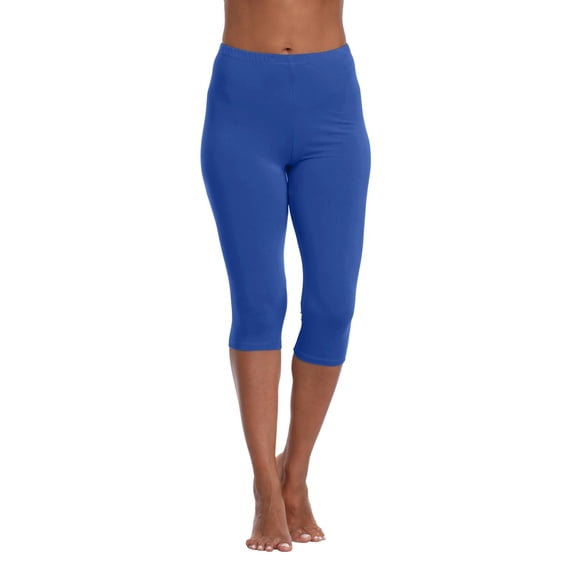 Domuza Womens Capri Leggings, High Waisted Gym Athletic Capri Pants Casual Workout Yoga Capris Royal Blue XL