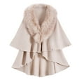 thumbnail image 1 of Domuza Womens Faux Fur Wraps and Shawls for Evening Dresses Formal Bridal Dressy Cape Warm Fall Winter Wedding Party Cloaks Beige, 1 of 2