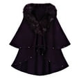 thumbnail image 1 of Domuza Womens Luxury Faux Fur Warm Cape Cloak Coat Fur Wrap Bridal Stoles Wedding Fur Shawl Dark Purple, 1 of 2