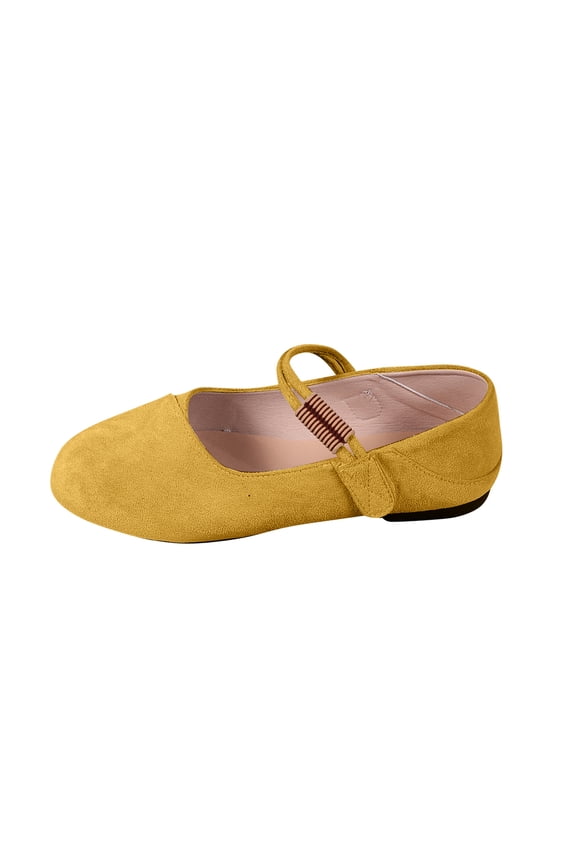 Womens Mary Jane Shoes Slip on Dressy Ballerina Flats Shoes for Women 2026 New Comfortable Non-Slip Flats for Formal School Walking Yellow 9（EU-42）