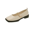 thumbnail image 1 of Domuza Womens Mary Jane Shoes Slip on Dressy Ballerina Flats 2026 Trendy Non-Slip Flats for Casual Formal Work School Office Walking Beige 5（EU-35）, 1 of 5