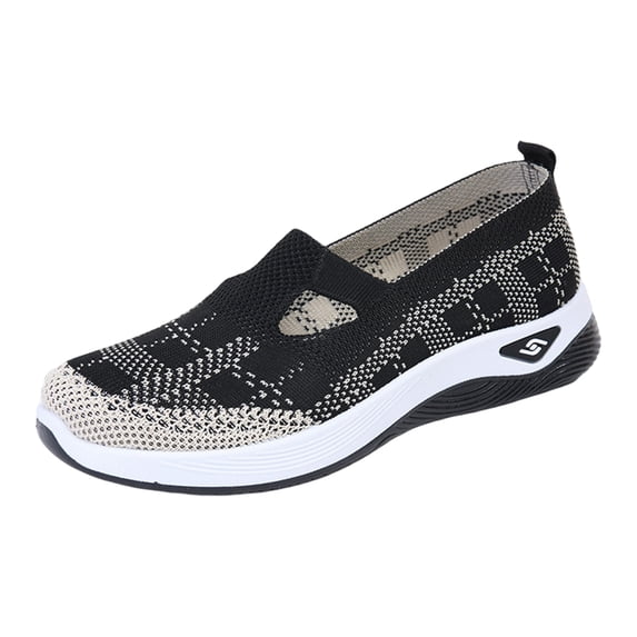 Domuza Womens Orthopedic Athletic Shoes Walking Shoes - Lightweight, Loose Fit, Breathable, Mesh-Comfortable, Soft Soled, Wide & Bulky Sneakers Black 7.5(EU-39)